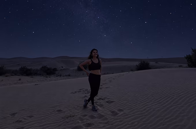 Stargazing under the night sky in the Jaisalmer desert