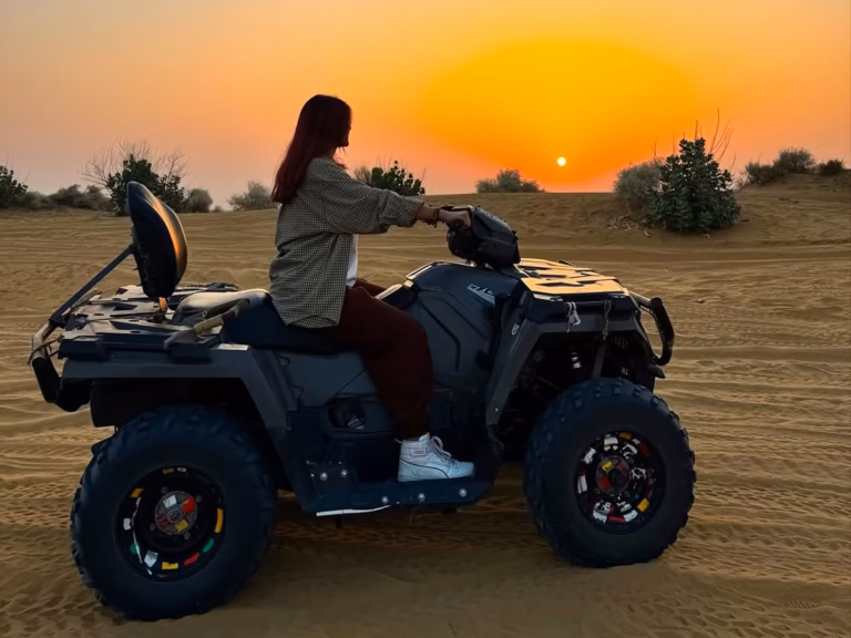 ATV quad bike ride on sandy terrain near Jaisalmer