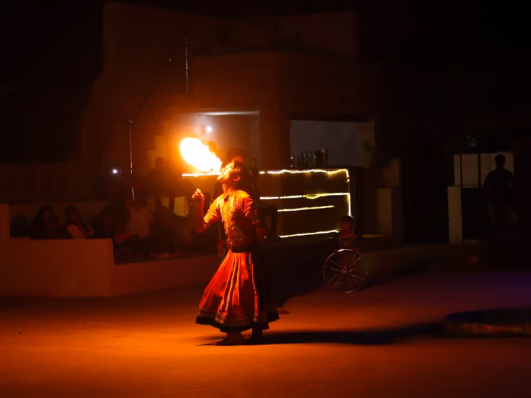 Fire show during a Rajasthani cultural programme in Jaisalmer