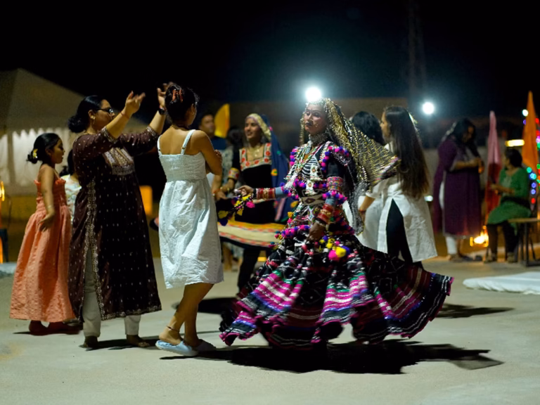 Guests dancing during the cultural programme in Jaisalmer