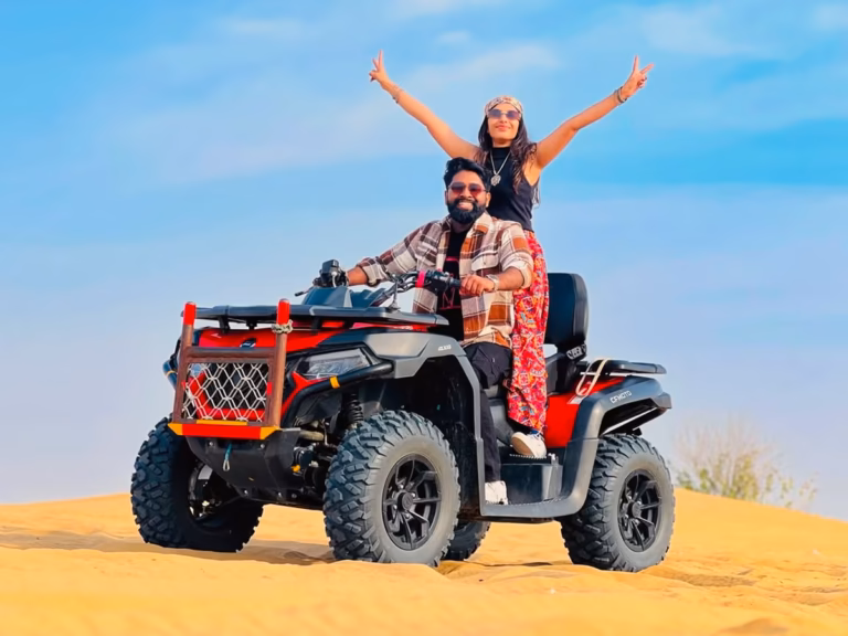 Quad biking across desert terrain near Jaisalmer