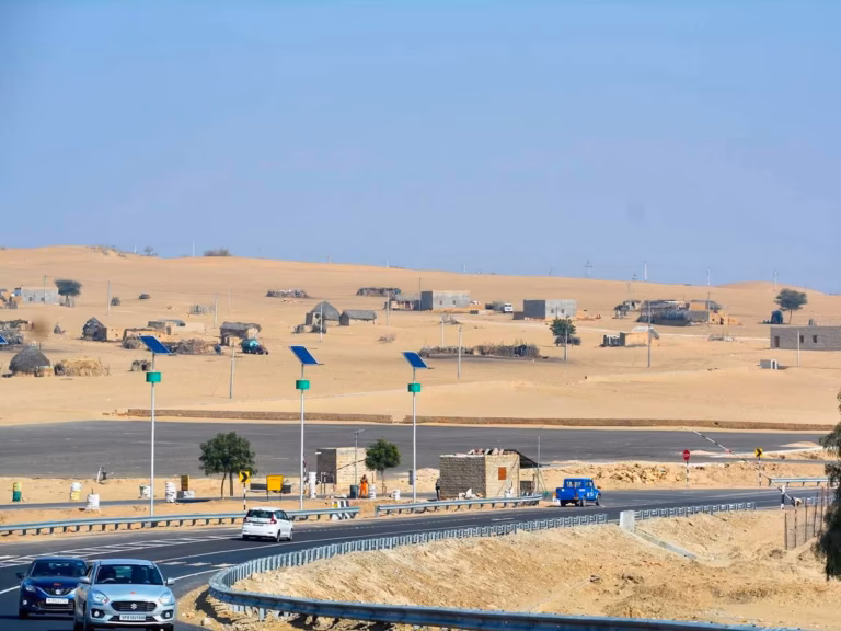 Ranau village and desert dunes in the border region near Jaisalmer