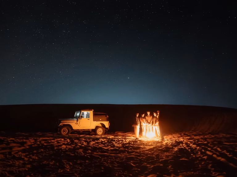 Star-filled night sky during a desert safari in Jaisalmer
